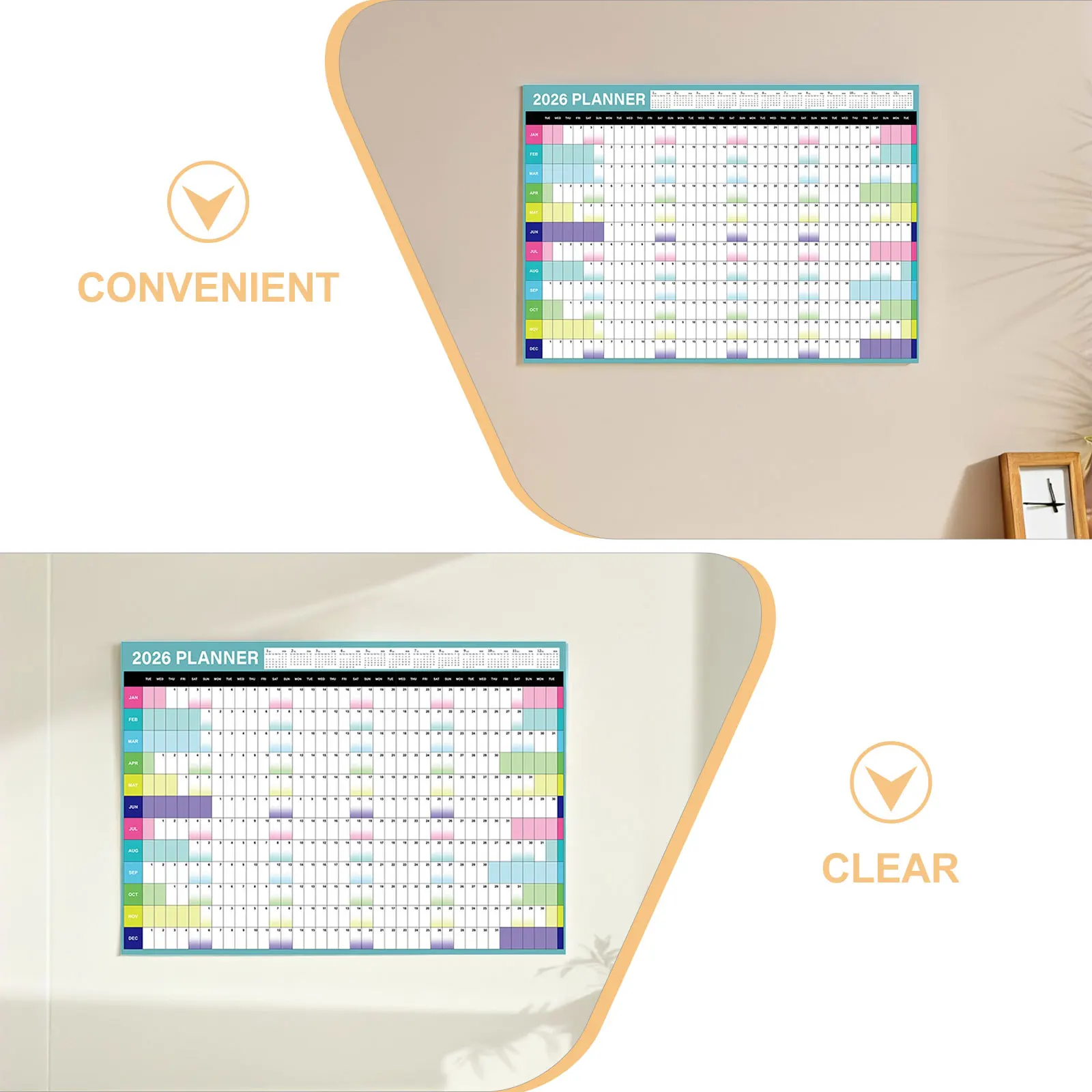 1 Large 2026 Wall Calendar Poster Oversized Monthly Planner Organizer Giant Yearly Hanging Paper Calendar For Home Office School