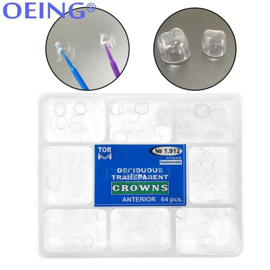 64pcs/Box Dental Transparent Crowns Adult Kids Dentist Kit 1.910/1.912  Temporary Preformed Posterior Pre-crown Matrices Matrix