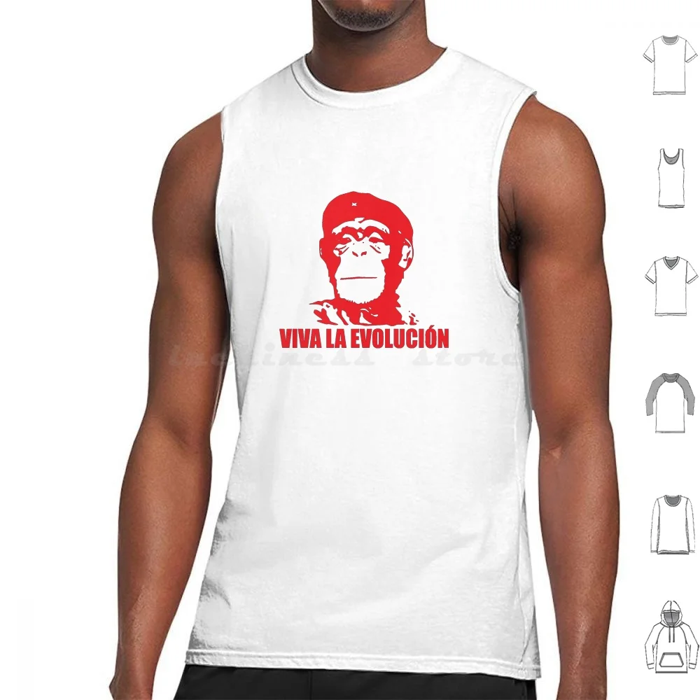 Viva La Evolucion Monkey Evolutionary Tank Tops Vest Sleeveless Viva La Evolucion Viva La Revolution Monkey Evolution Fun