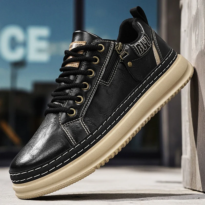 

2026 New Spring Men's Low Top Platform Sneakers,Versatile Commuter Work Shoes,Non-Slip Durable Fashion Casual Boots for Students