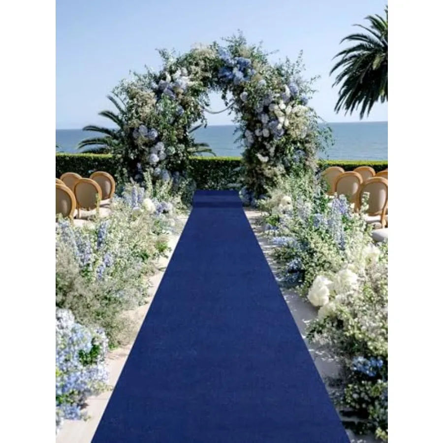 

Navy Blue Velvet Aisle Runner: 4.5FT x 20FT Velvet Fabric Aisle Floor Runner for Wedding Carpet Runners