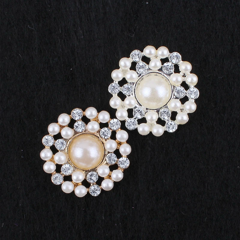 

200pcs/lot 22MM 2 Colors Hot Sale Artifical Bling Rhinestone Pearl Button For DIY Kid headwear Crystal Button For Wedding Dress