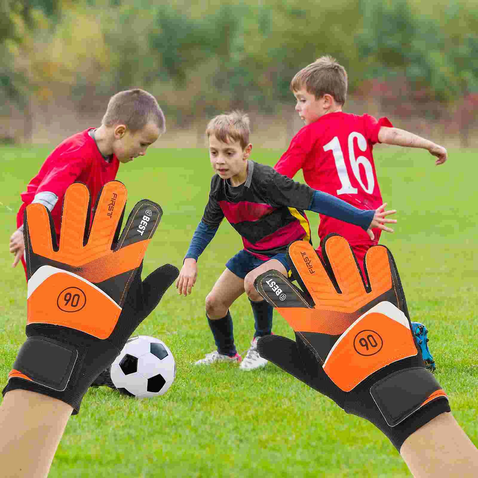 Sarung tangan kiper sepak bola lateks anti-tabrakan (hijau #5) pemain latihan emulsi Pu kiper sepak bola profesional anak laki-laki