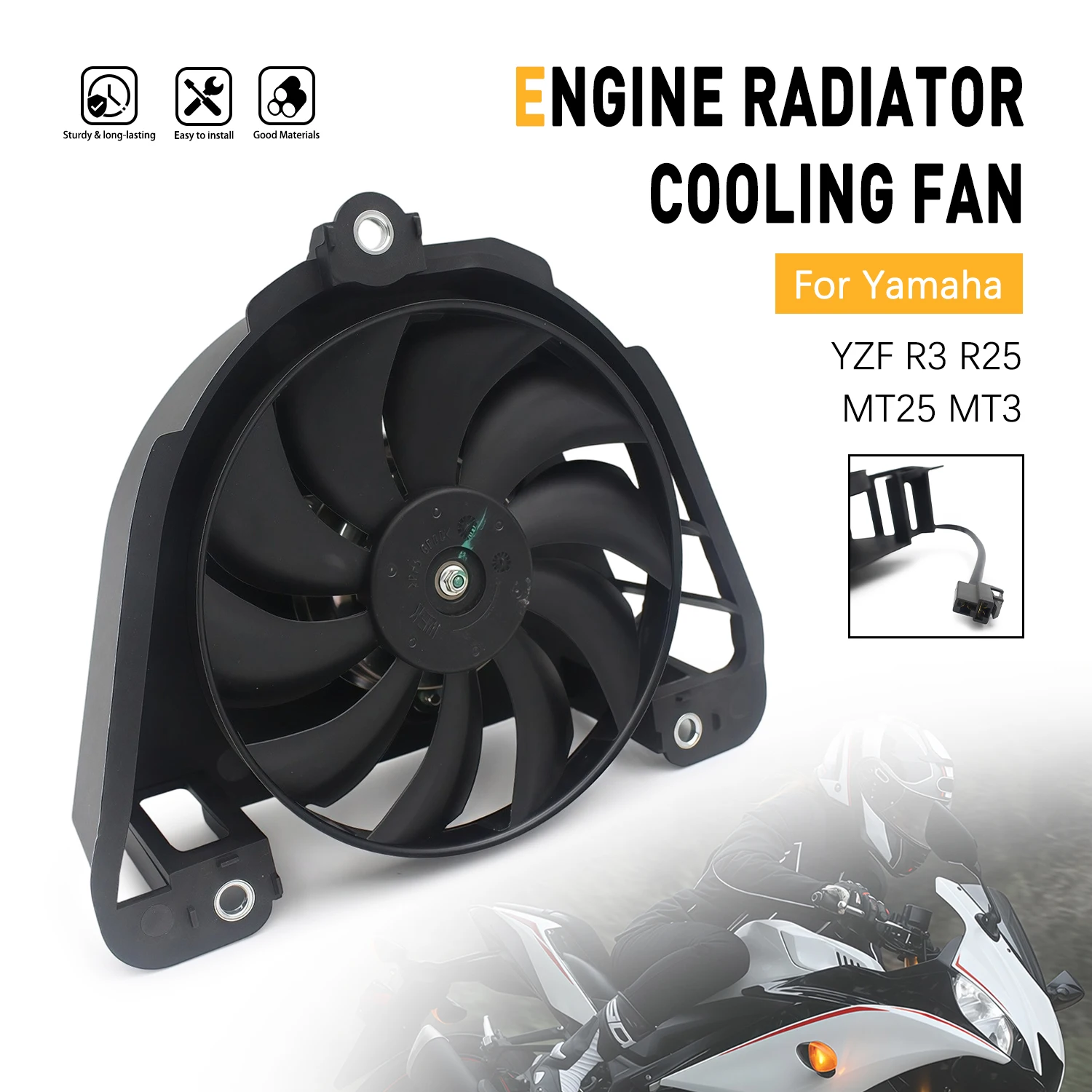 For Yamaha YZF R3 R25 MT25 MT3 2018 2019 2020 2021 2022 2023 2024 Motorcycle Part Engine Radiator Cooling Fan Replacement Part