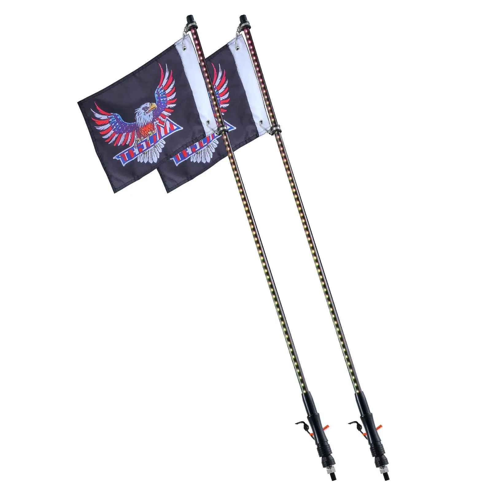 

2-Pack 4FT LED Whip Lights – RGB, APP/RF Remote – Waterproof + 4 Flags – for UTVs/ATVs/Trucks – Off-Road Use.