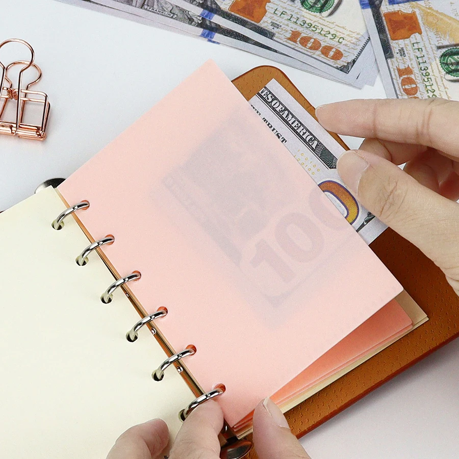 SKYSONIC A6/A7 5 teile/paket Binder Devider Tasche PP Separator Seiten Budget Buch Lose Blatt Ring Bargeld banknote Halter Organizer – Detail 21