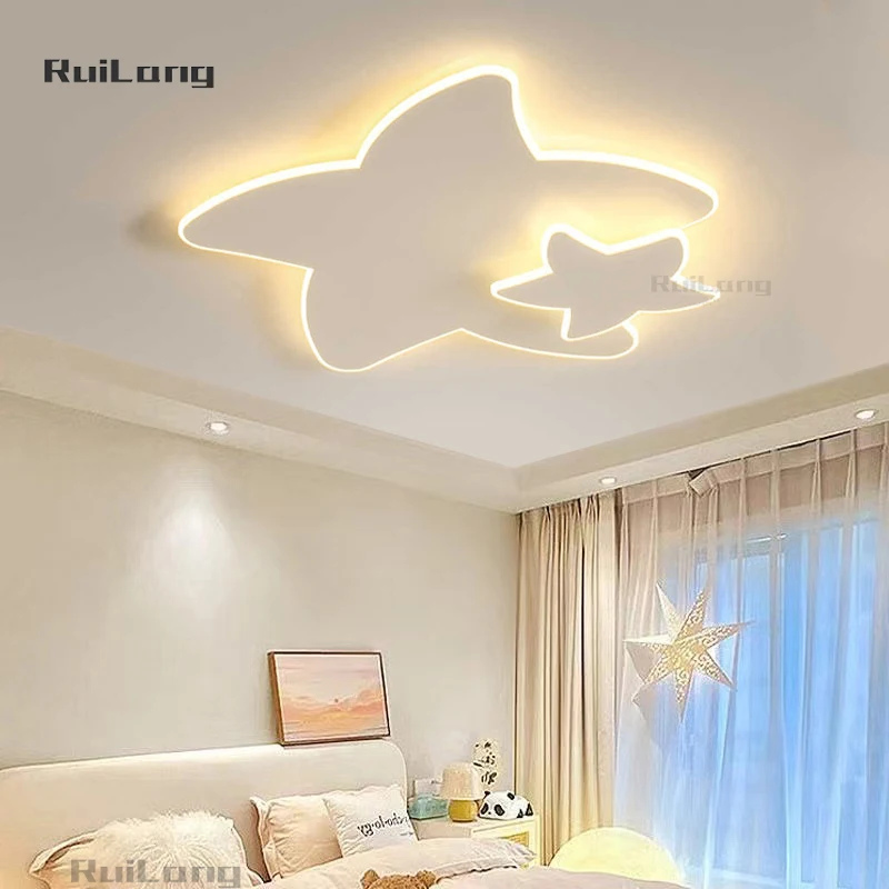 Modern Star Led Ceiling Lamp for Children Room Study Baby Chandelier Kids Bedroom Boys Girls Ceiling Light Stars Lampara