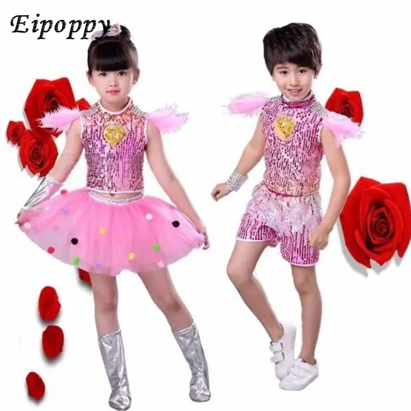 

qq 123 костюм джаз детская одежда детское пончо с блестками марлевая юбка современный танец детский сад представление cl