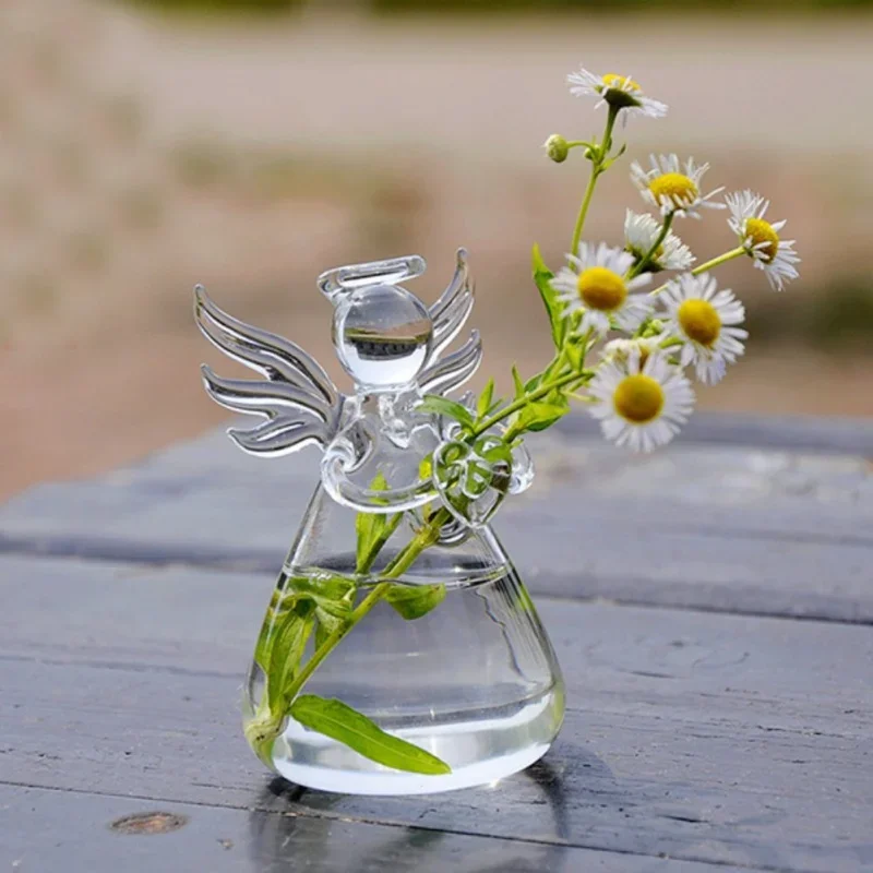 Angel Shape Glass Vase Terrarium Hydroponic Pot Flower Home Hanging Decor Clear Glass Terrarium Hydroponic Pot Angel Shaped Vase