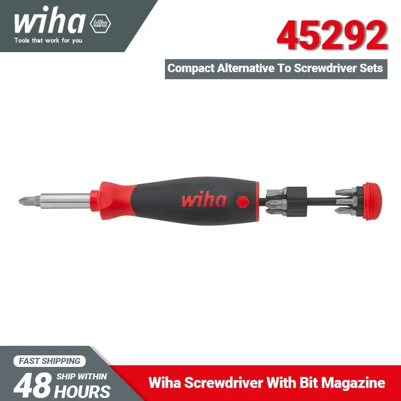 

Wiha 45292 Magnetic Screwdriver with Bit Magazine Mixed with 8 Bits 1/4" Compact Light and Convenient Handling