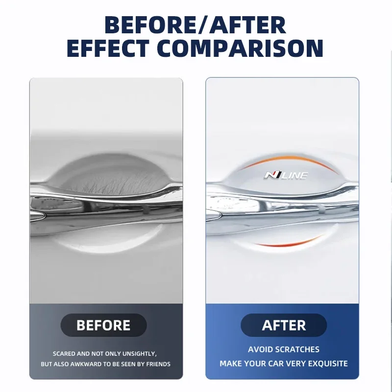 4 قطعة مقبض باب السيارة الشفاف السلطانية حامي لشركة هيونداي N خط الأداء I20 IX35 I30 سوناتا إلنترا فيلوست اكسسوارات