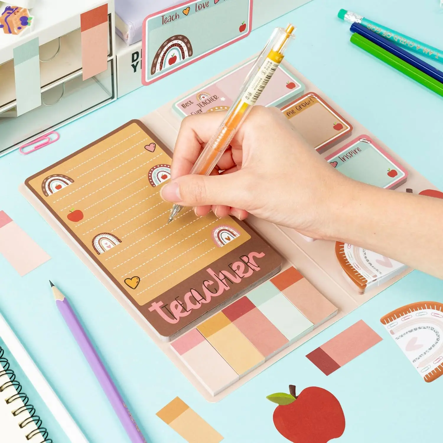 Teachers' Day Theme Sticky Note Combination This multi-piece set of cute school themed handbill stickers cartoon Sticky notes image 4