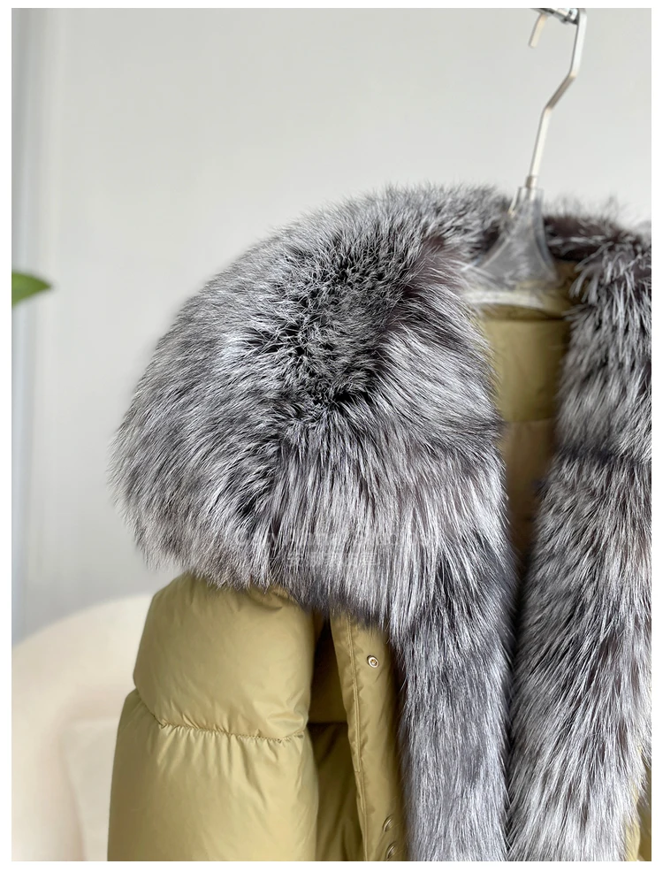 2026 New Autumn 90 Winter Goose Down Jacket Warm Women Coat Oversized Real Fox Fur Collar Thick Luxury Fashion Outerwear