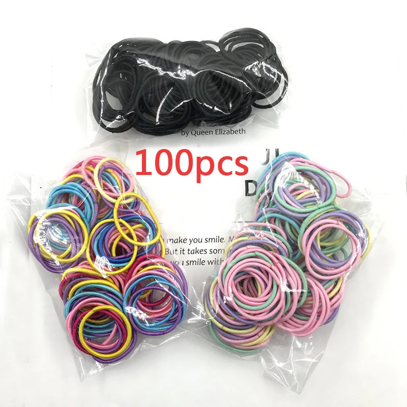 

Kid Small Rubber Bands Baby Girl Headbands Colorful Hair Tie Nylon Scrunchie Children Hair Rope 50/100pcs girls Hair Accessories