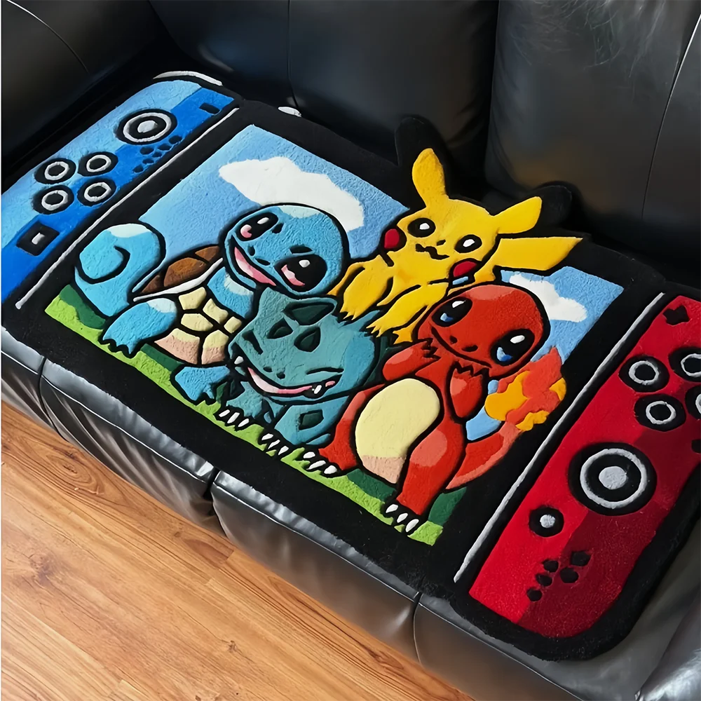 Anime Cute Pokemon Switch Rug Floor Mat Kids Room Decor Non-Slip Carpet,Pet/Game Mat,Soft Decorative Blanket view 2
