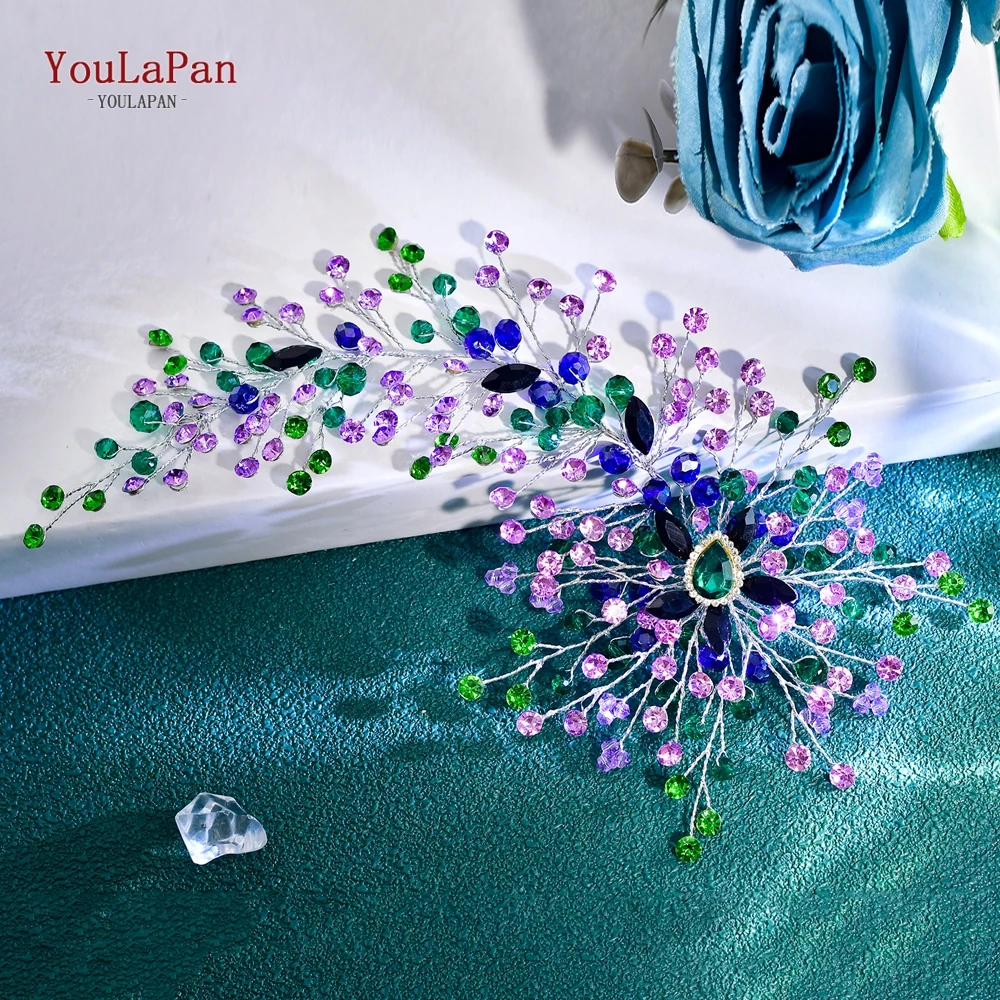 YouLaPan свадебная повязка на голову с кристаллами и стразами, повязка для волос ручной работы, роскошные украшения для волос, тиара, красивый головной убор невесты HP892