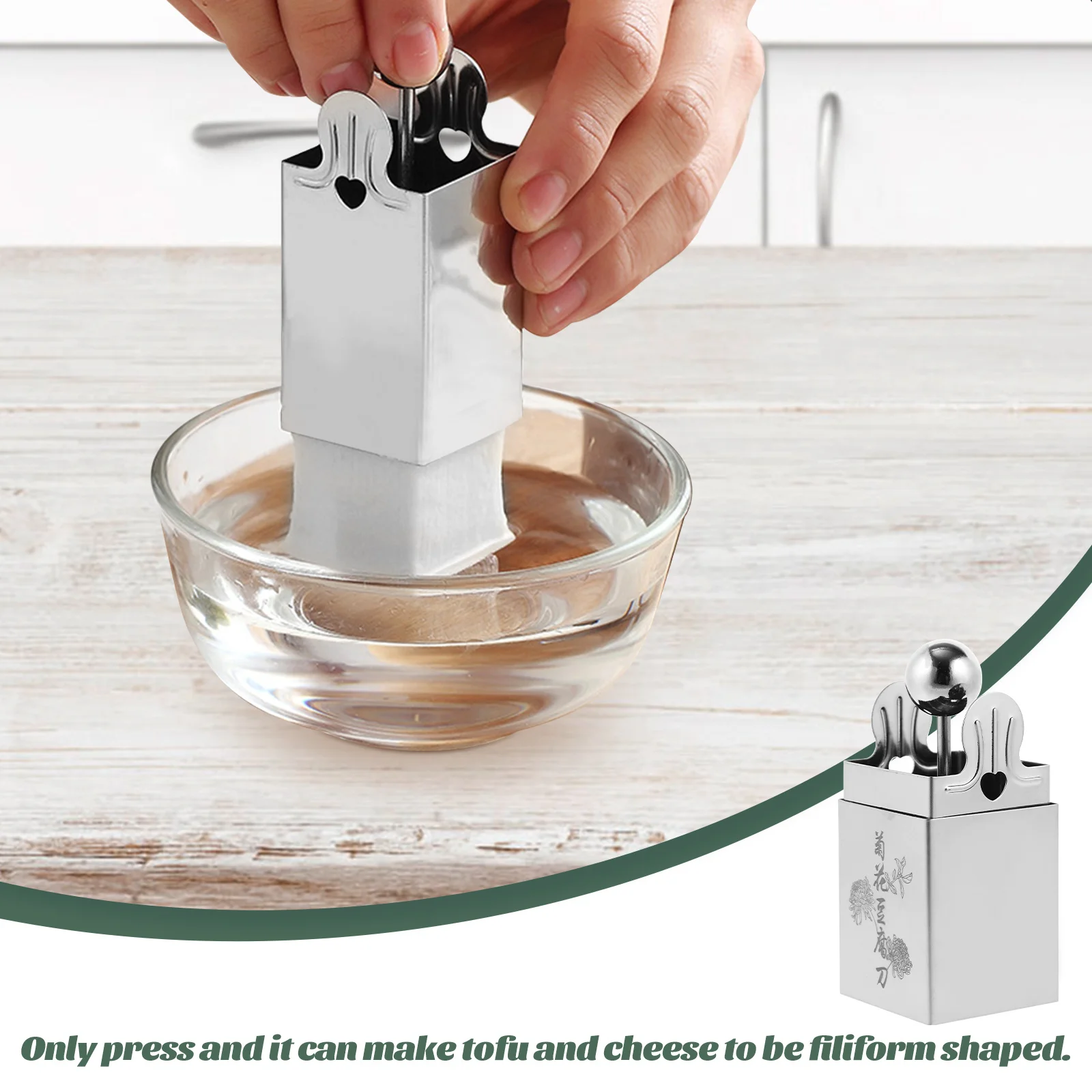 

Square Grid Stainless Steel Tofu Cutter Manual Press Shredder Slicer for Tofu Cheese Chrysanthemum Flower Shape