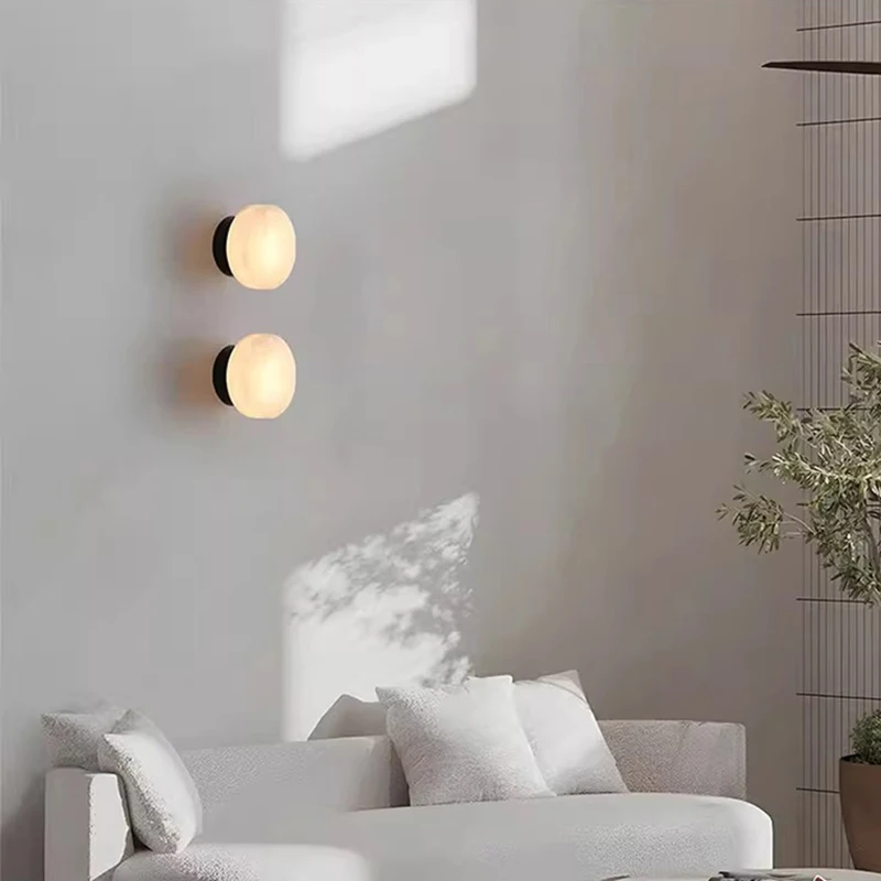 Luxury natural Marble bedside Wall Lamp Ball Marble Stone Wall light living room Bedroom Passage corridor High-end Fixture