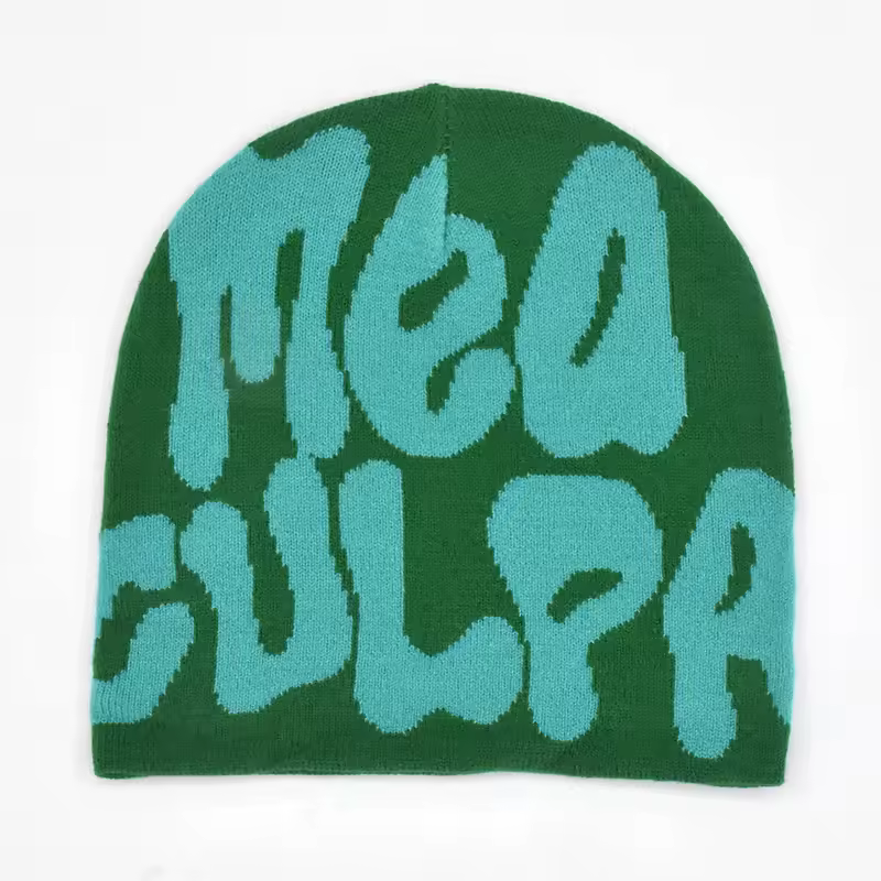 Mea Culpa Knitting Beanies Hat For Women Men Couple Y2K What's In Fashion Bonnet Kpop Wool Skullies Hoods Lady Caps Gorro шапка - Image 16