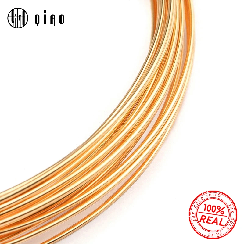 

One meter 0.25/0.41/0.64/0.8mm half hard Gold filled beading wire metel thread 14k gold wire for gold Jewelry making Earring DIY