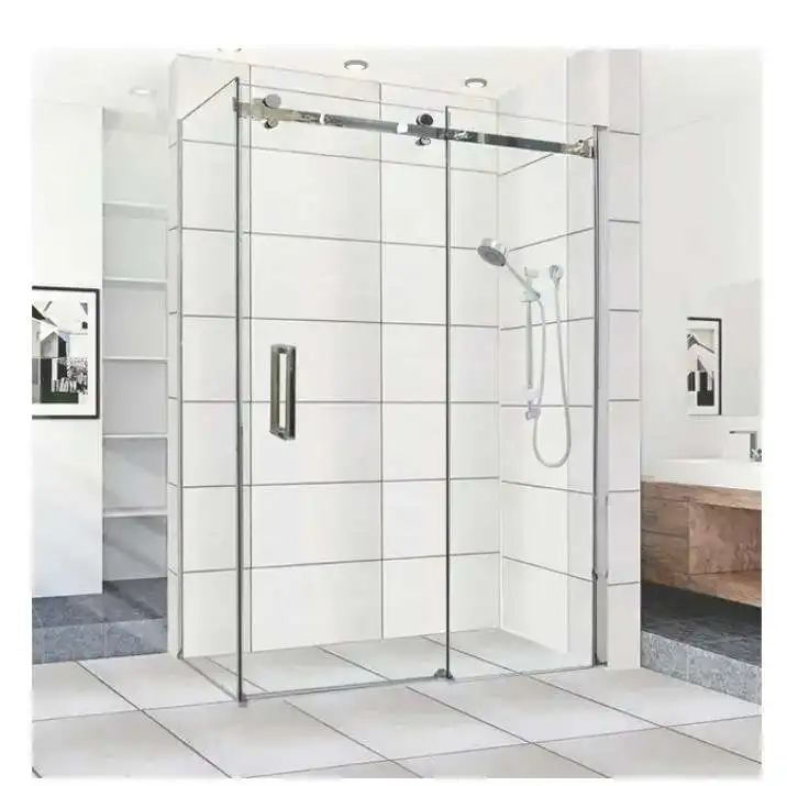 Frameless Shower Door 10mm Clear Tempered Glass Noiseless Shatterproof Bathroom Shower Doors