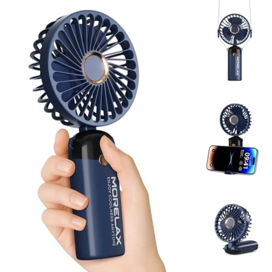 

Handheld Mini Fan, USB Rechargeable Fodable Personal Fans 4000mAh, 90 Adjustable, 6 Speed Strong Wind, Portable Fan Pocket Desi