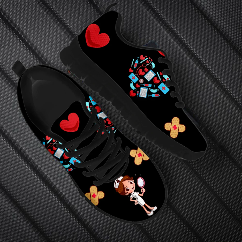 

INSTANTARTS 2023 New Nurse Shoes High Quality Casual Sneakers Kawaii Nurse Girls Medical Print Flat for Women Tennis Zapatillas