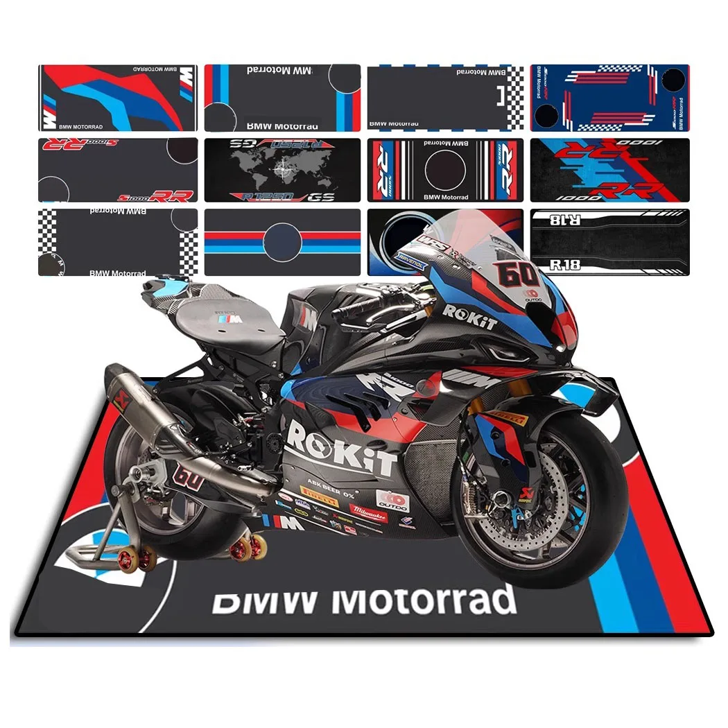 Custom BMW  Motorcycle Carpet Floor Mat Racing Display Repair Carpet Locomotive Parking Cover Protective Blanket  Garage Pit Mat