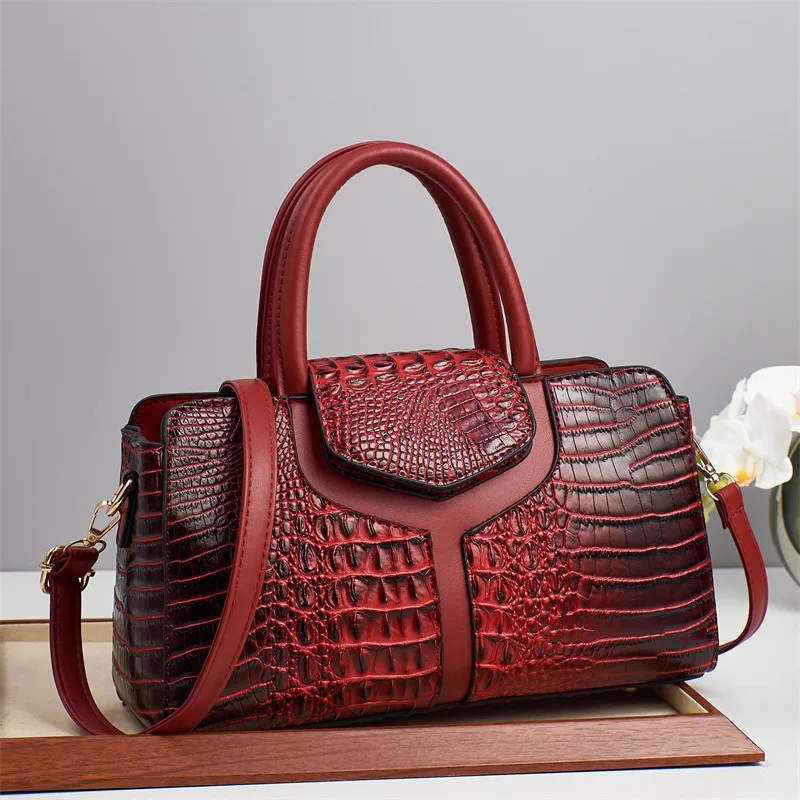 

Luxury New Handbags Crocodile Patterned Designer Crossbody Bag for Women Tote Retro Ladies Shoulder Bag Women Boston Pillow Bag