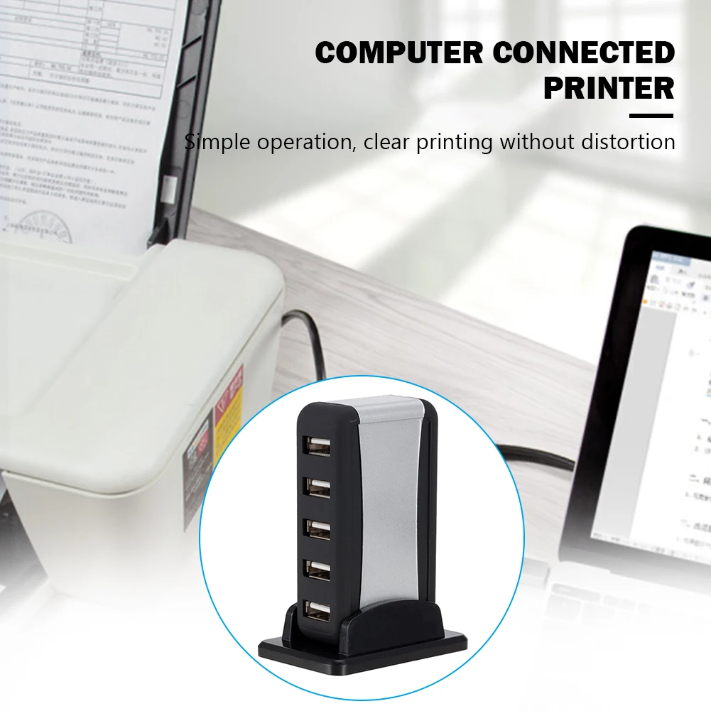 Hub USB 2.0 vertical de 7 portas Multi USB Splitter com adaptador de alimentação Acessórios para PC