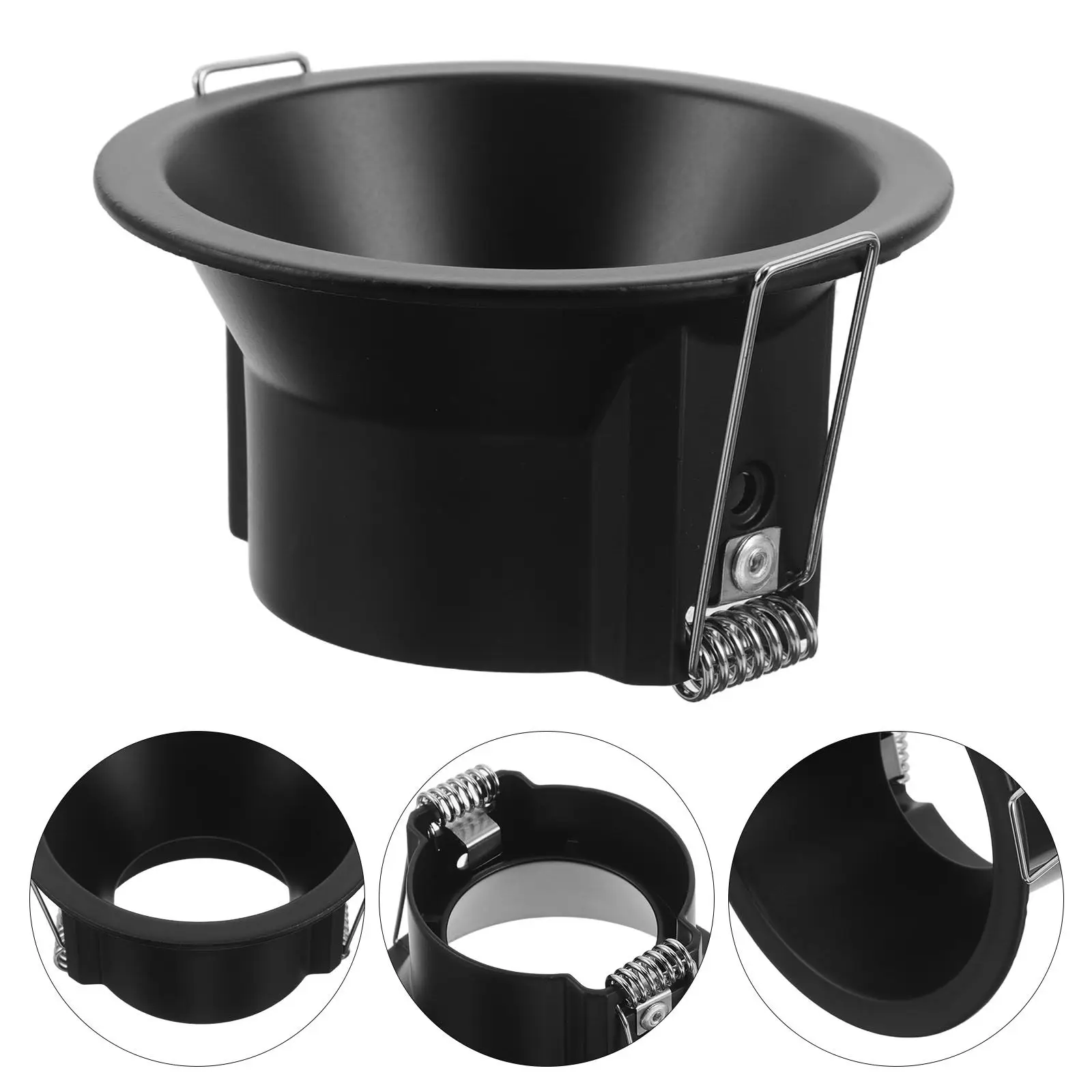 Mr16 Black Metal Recessed Light Trim Anti-Glare Spotlight Bezel Holder Spring Clips 84Mm Outer Diameter 40Mm Cut Ceiling