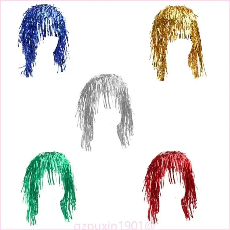 57qa glitzernder Kopfcover für Frauen Nachtclub Haarvorhang Perücken Bühnenaufführungen Haartippe Halloween Kostüm – Detail 5