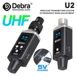 U2 Wireless Microphone Converter, UHF 60-590MHz XLR Rechargeable Battery Transmitter and Receiver for Microphones, Guitars