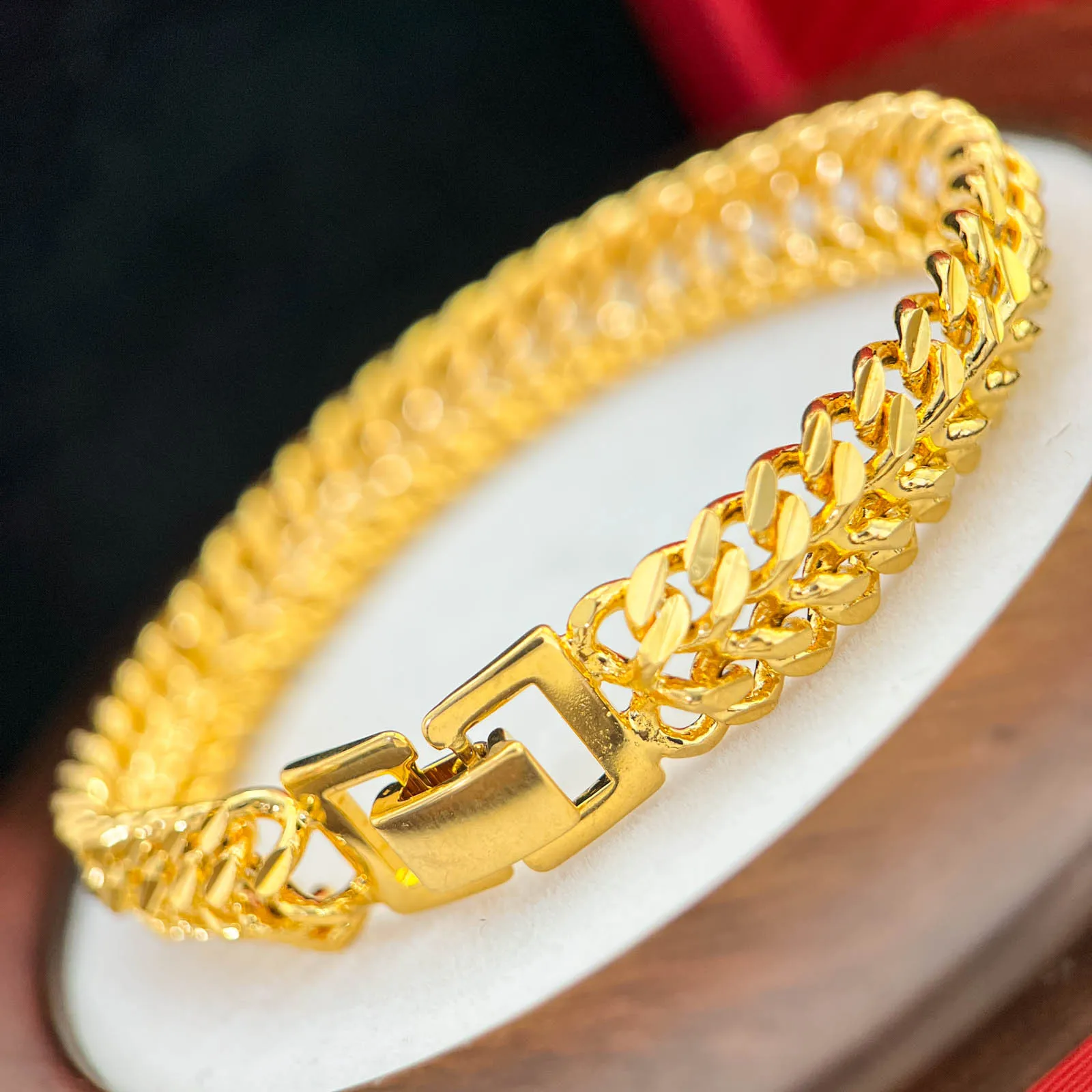 

Luxury 24K 9999 Pure Gold real gold Men's snake bone buckle bracelet