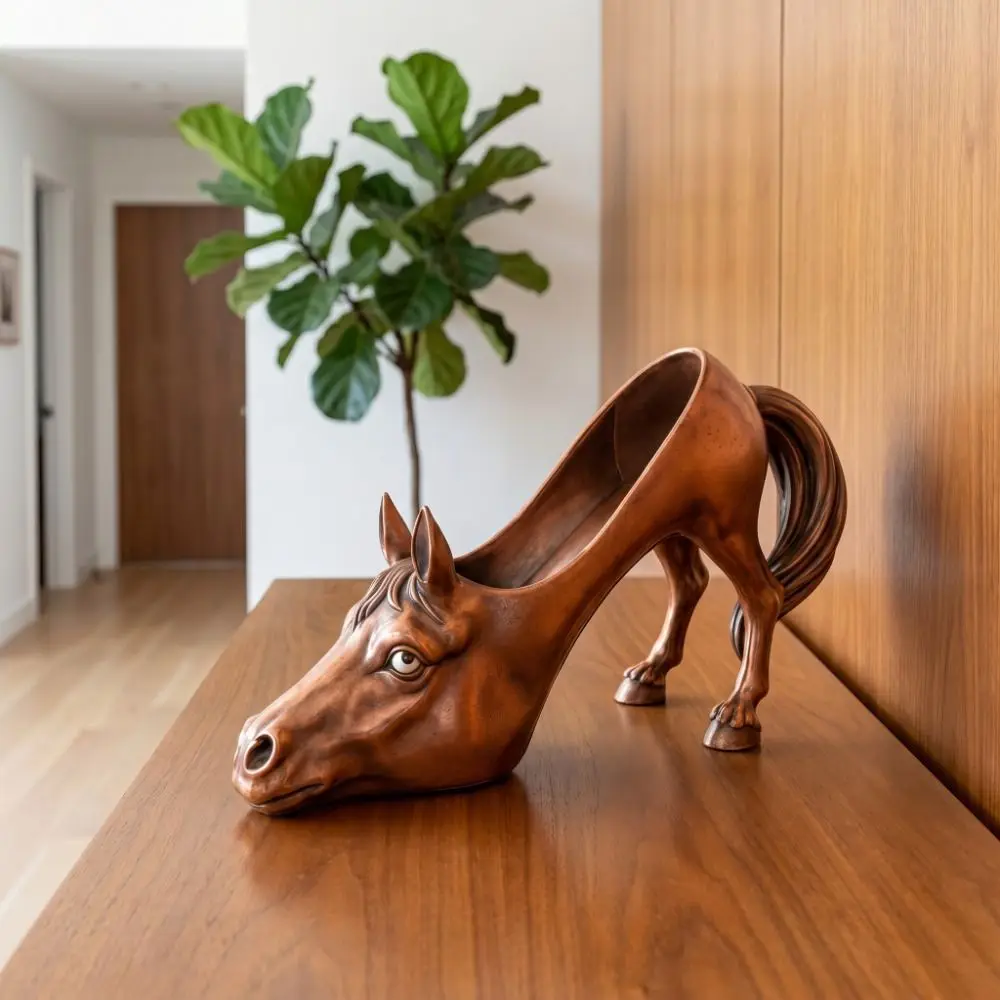 PLA Horse Sculpture Pen Holder Elegant Light Luxury Design Desktop Storage Ornament Premium Quality Multifunctional