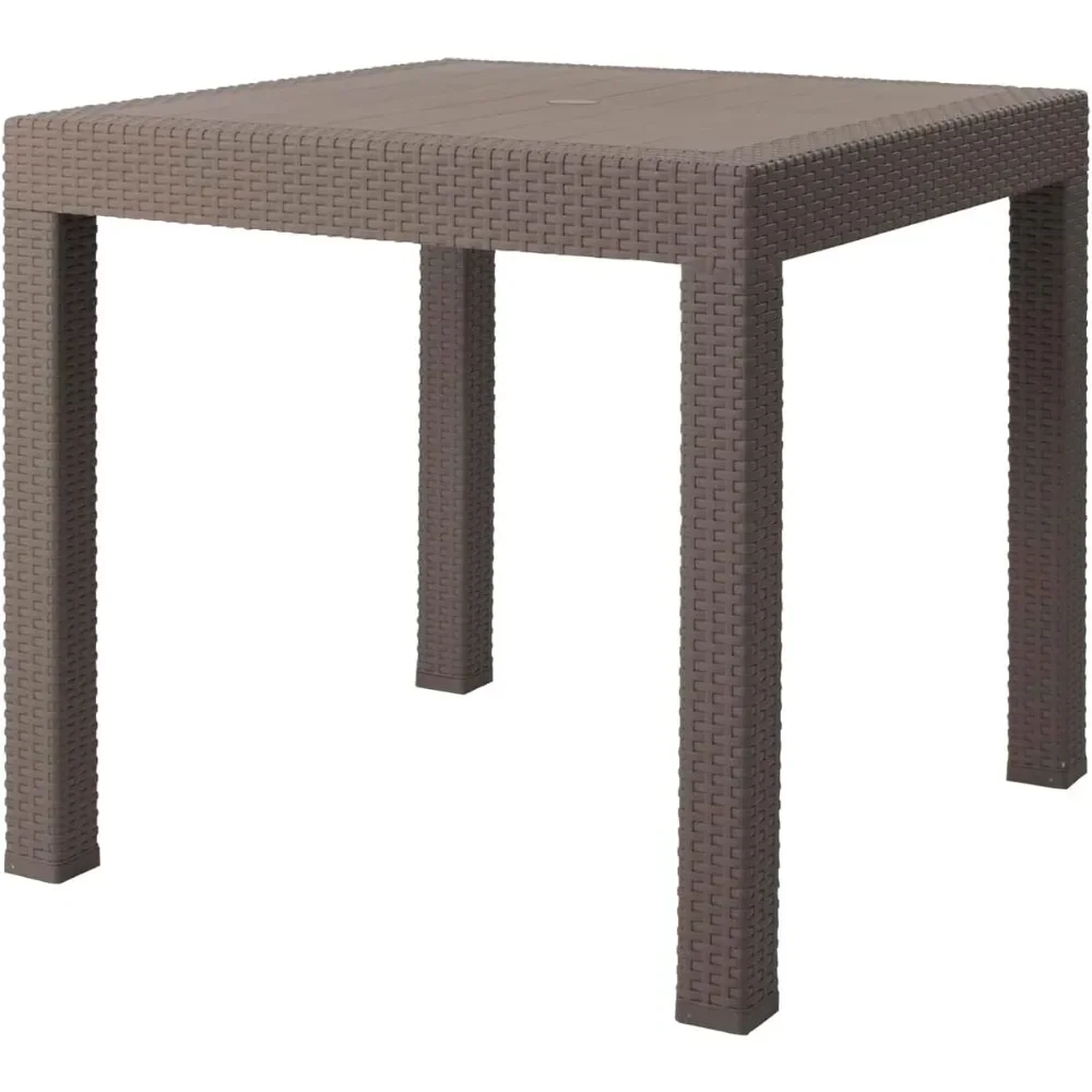 

Outdoor Resin 31.5" Square Dinning Table with Umbrella Hole in Flax Gray