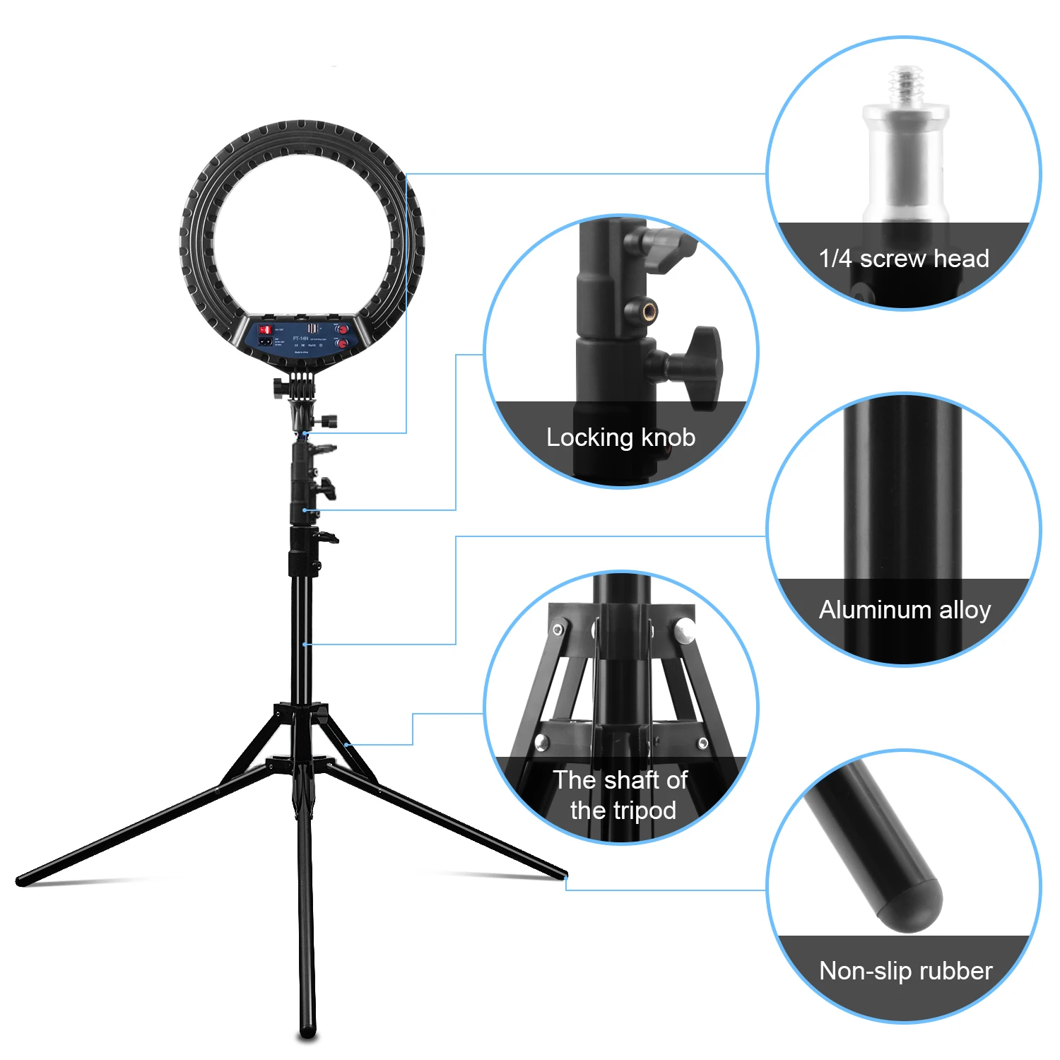 fosoto FT-14N Photographic lighting 3000-6500K LED Ring Lamp With Tripod Remote RingLight For Camera Phone Youtube Tiktok Light