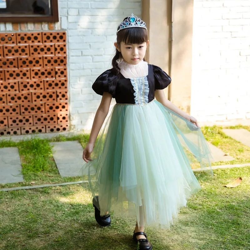 

Elegant Snow Princess Party Girls Dress Cosplay Costume Cartoon Queen Halloween Prom Dresses Girl Carnival Christmas Kids Clothe