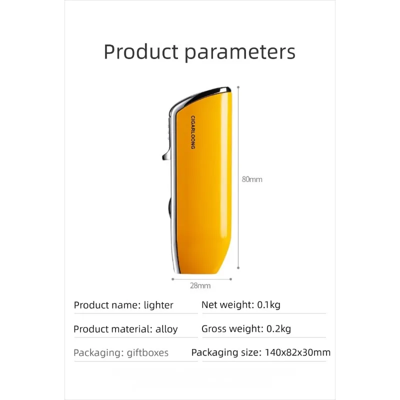 CIGARLOONG Cigar Three-flame Torch Flame Lighter, Windproof Straight-through Metal Personalized Creative Portable Cigar Lighter - view 5