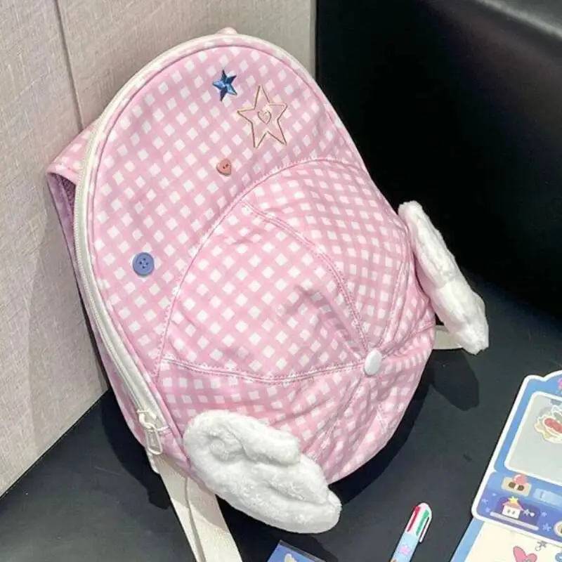 Contrast Color Plaid Kawaii Star Embroidery Backpack Haruku All Match Women Schoolbags New Casual Student Preppy Backpacks Y2k