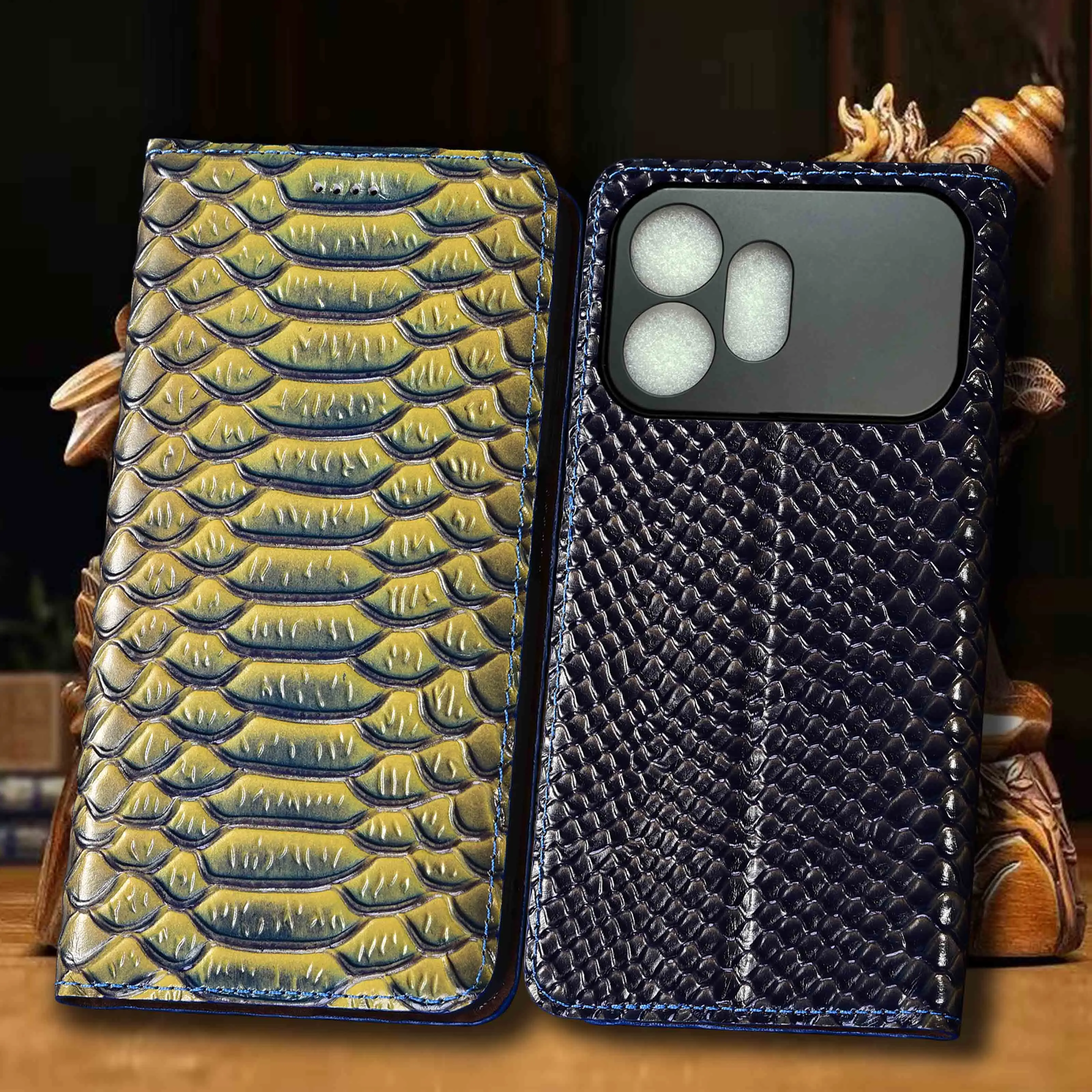 For Honor 80 90 100 200 300 400 500 600 Pro Lite Ultra Smart SE GT Dragon Scale Pattern Genuine Leather Flip Phone Case Non-Slip