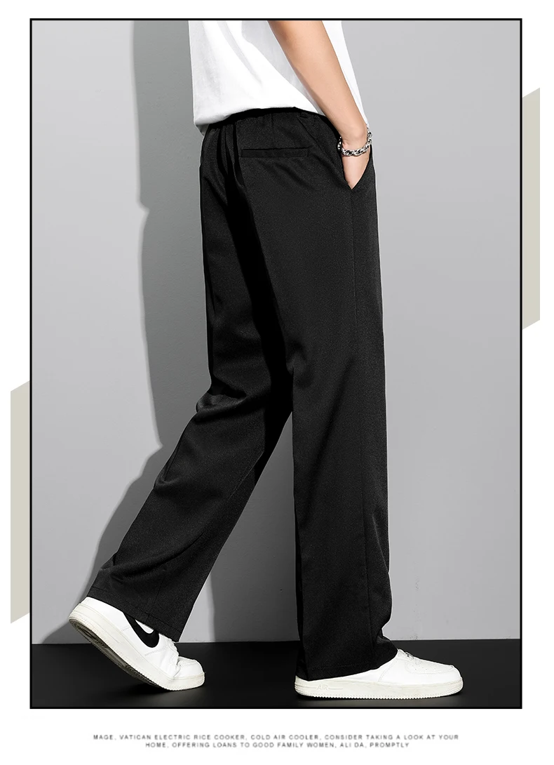 Herren 2026 Koreanischer Stil Lose Gerade Drapierte Leichte Freizeithose Khaki Grau Schwarz Herrenhose Herbst Winter – Detail 12