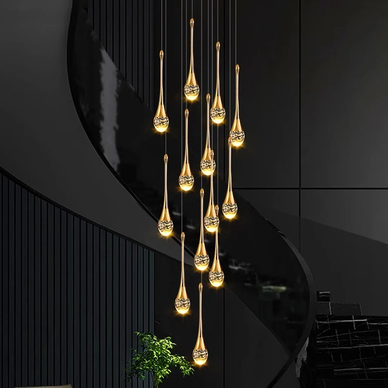 Imagem -03 - Modern Crystal Chandelier For Home Decoration Stair Pendant Lamp Living Room Pendant Lights Iluminação Interior