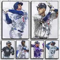 Modern Watercolor Painting Sports Baseball Sportsman Canvas Print Posters For Living Room Office Wall Art Home Decor Pictures