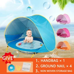 Baby Beach Tent UV-protecting Sunshelter with Pool Waterproof Pop Up Sun Awning Tent Outdoor Camping Beach Sunshade for Baby Kid