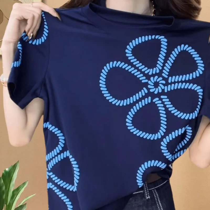 패션 코튼 반팔 티셔츠 여성 여름 캐주얼 슬림 피트 올 매치 탑