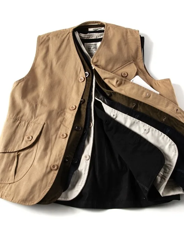 American Style Outdoor Loose Men's Vest Multi-Pocket Workwear Jacket Street Style Casual Shoulder Pad Couple's Outerwear