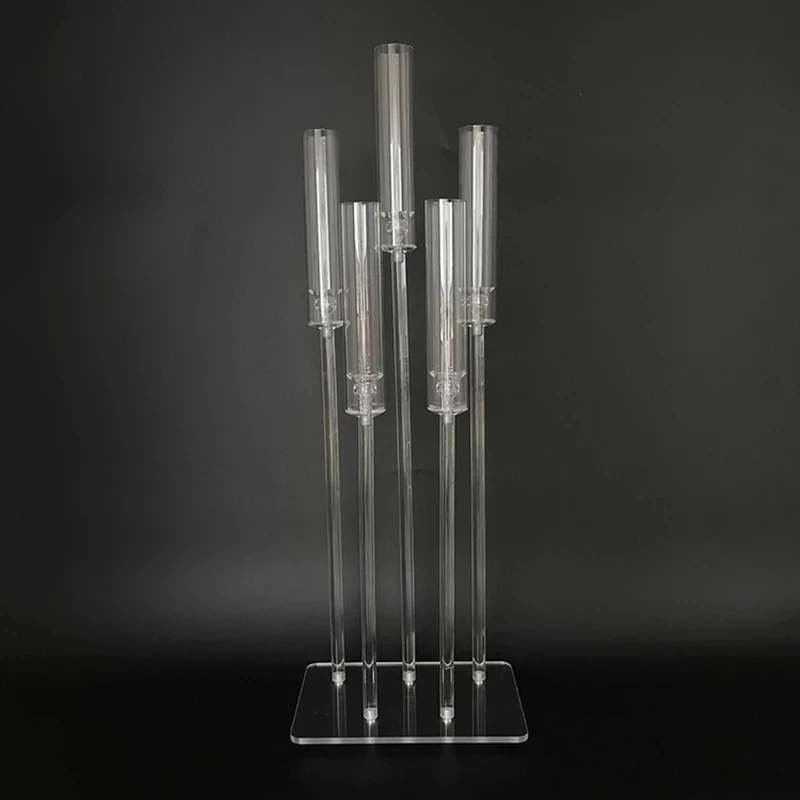 

10pcs Wedding Decoration Centerpiece Candelabra 5 Heads Clear Candle Holder Acrylic Candlesticks for Weddings Event Party