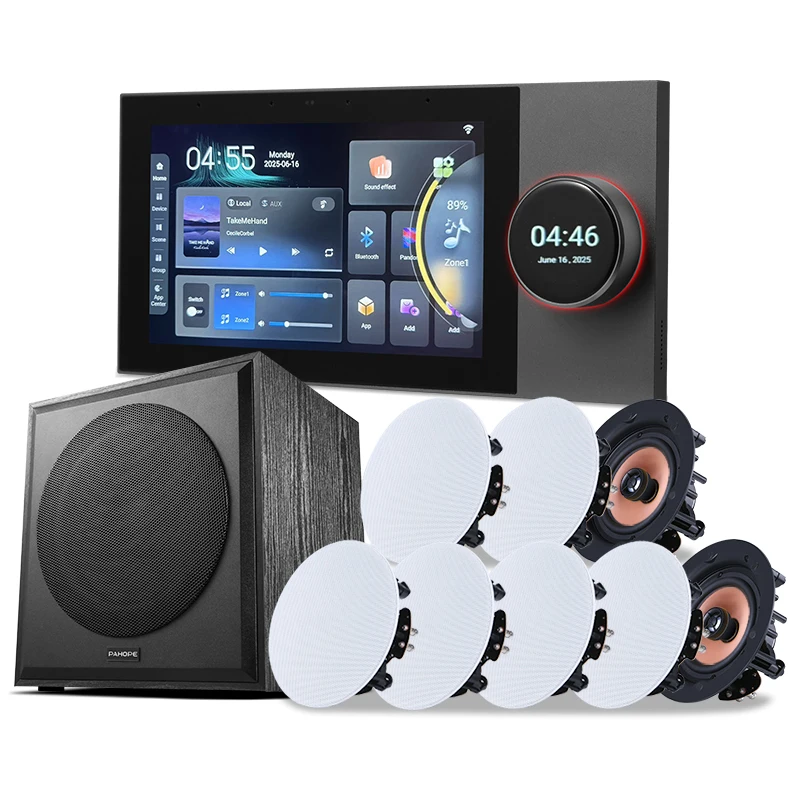 Smart Home Background Music System Two Zones Playback Home Theater System   8-channel Speakers