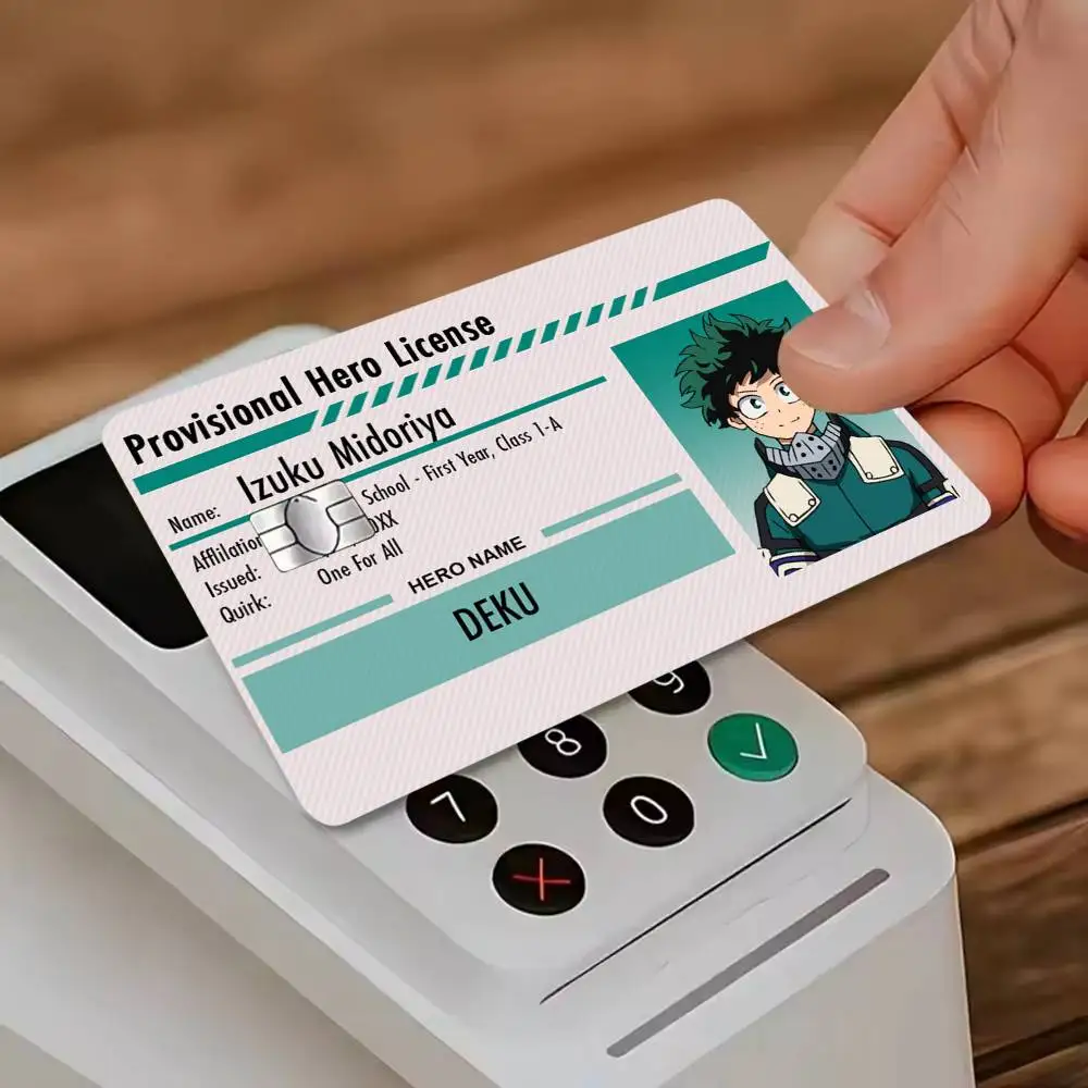 My H-Hero A-Academia License 4pcs 1Set Laser Holographic Sticker Skin Cover for Credit Bank Debit